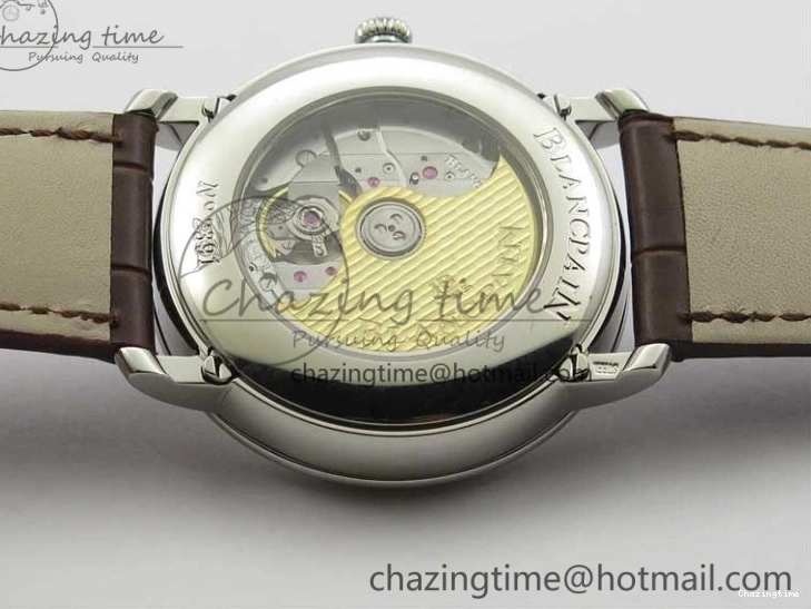 0321 Villeret 6654 SS Complicated Function OMF 1:1 Best Edition White Dial on Brown Leather Strap A6654 V Popular 7904